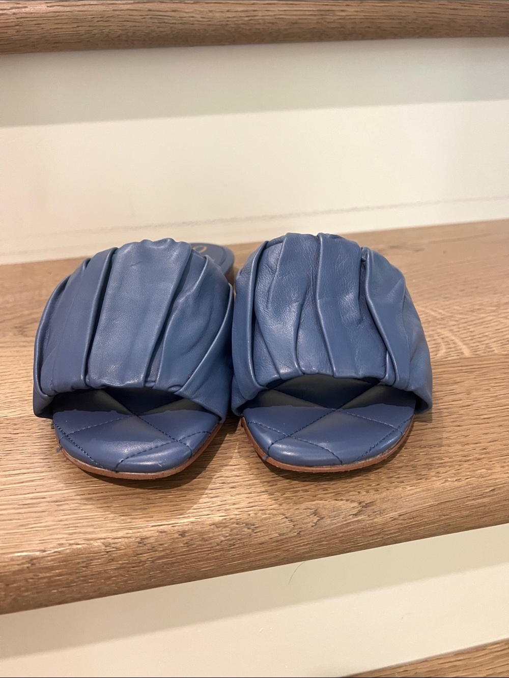 Sam Edelman Blue Quilted Slide Sandals - Picture 2 of 6